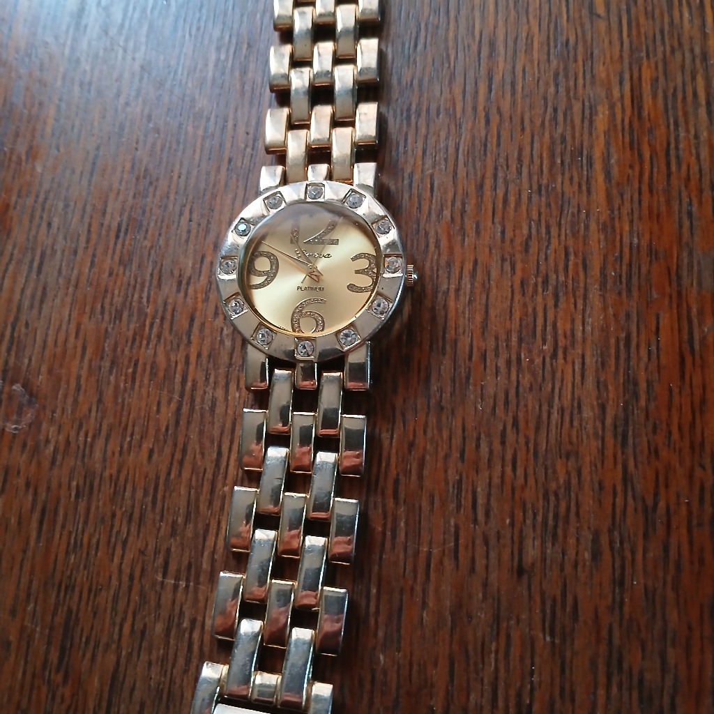 Gold And Silver Watch With Crystal Accents